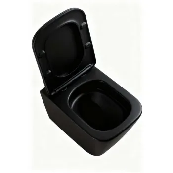 Tualetes poda komplekts Kielle Genesis Rāmis ar Klielle Arkas I Vortex Rimless+ melnu podu, SoftClose vāku un Gemini New I Melnu Matētu Pogu 30528SS94