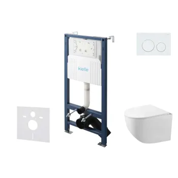 Tualetes poda komplekts Kielle Genesis Rāmis ar Klielle Gaia Rimless podu, SoftClose vāku un Gemini New I Baltu pogu 30528SS82