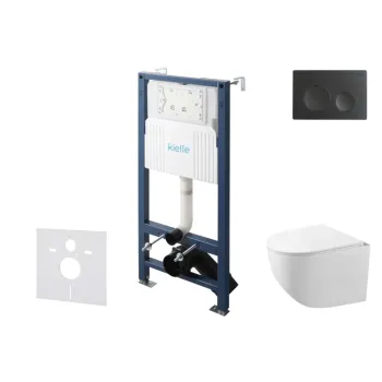 Tualetes poda komplekts Kielle Genesis Rāmis ar Klielle Gaia Rimless podu, SoftClose vāku un Gemini New I Melnu Matētu pogu 30528SS84