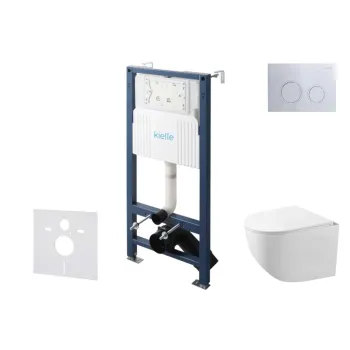 Tualetes poda komplekts Kielle Genesis Rāmis ar Klielle Gaia Rimless podu, SoftClose vāku un Gemini New II Hromētu pogu 30528SS86