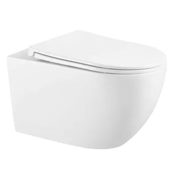 Tualetes poda komplekts Kielle Genesis Rāmis ar Klielle Gaia Rimless podu, SoftClose vāku un Gemini New II Melnu Matētu pogu 30528SS15
