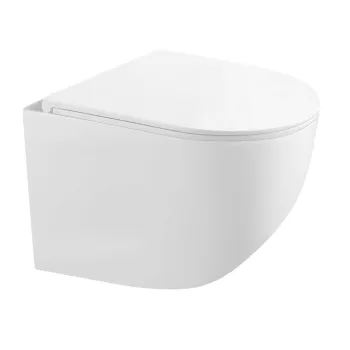 Tualetes poda komplekts Kielle Genesis Rāmis ar Klielle Gaia Rimless podu, SoftClose vāku un Gemini New II Melnu Matētu pogu 30528SS87