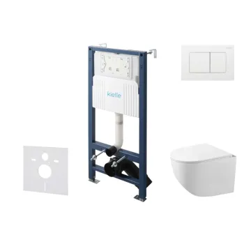 Tualetes poda komplekts Kielle Genesis Rāmis ar Klielle Gaia Rimless podu, SoftClose vāku un Gemini New III Baltu pogu 30528SS88