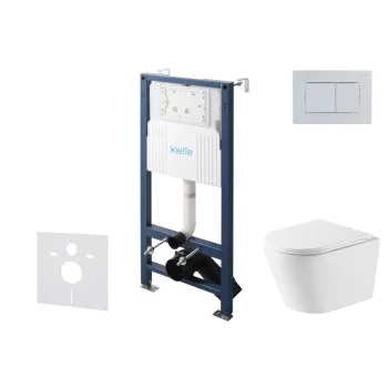 Tualetes poda komplekts Kielle Genesis Rāmis ar Klielle Nefia Vortex Rimless podu, SoftClose vāku un Gemini New III Hromētu pogu 30528SS53