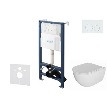 Tualetes poda komplekts Kielle Genesis Rāmis ar Klielle Oudee Rimless podu, SoftClose vāku un Gemini New I Baltu pogu 30528SS01