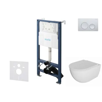 Tualetes poda komplekts Kielle Genesis Rāmis ar Klielle Oudee Rimless podu, SoftClose vāku un Gemini New I Hromētu Pogu 30528SS02