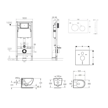 Tualetes poda komplekts Kielle Genesis Rāmis ar Klielle Oudee Vortex Rimless+ podu, SoftClose vāku un Gemini New I Hromētu Pogu 30528SS29