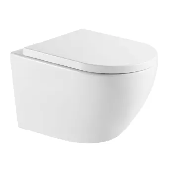 Tualetes poda komplekts Kielle Genesis Rāmis ar Klielle Oudee Vortex Rimless+ podu, SoftClose vāku un Gemini New II Melnu Matētu Pogu 30528SS69