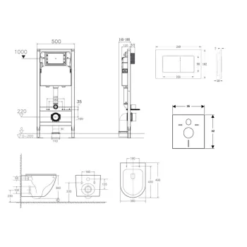 Tualetes poda komplekts Kielle Genesis Rāmis ar Klielle Oudee Vortex Rimless+ podu, SoftClose vāku un Gemini New III Hromēta pogu 30528SS44