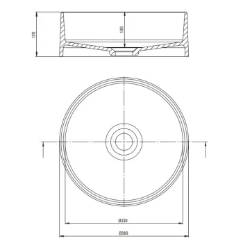 Vannas istabas izlietne Deante SILIA granīta uz virsmas, apaļa BEIGE, ALABASTER, D360mm Balta