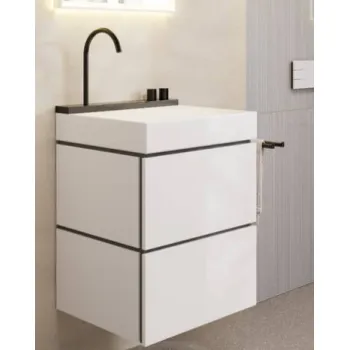 Vannas istabas izlietnes komplekts Hansgrohe Avalegra, izlietne 58x48 cm, ar termostatu un dušu, 2 strūklas, birstēts melns hroms 22472340