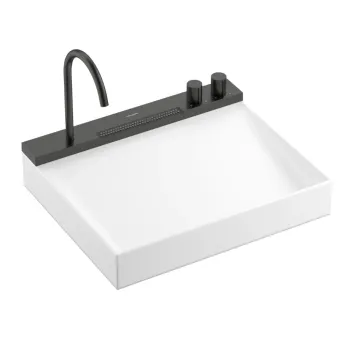 Vannas istabas izlietnes komplekts Hansgrohe Avalegra - izlietne 78x48 cm, ar termostatu un dušu, 2 strūklas, birstēts melns hroms 22473340