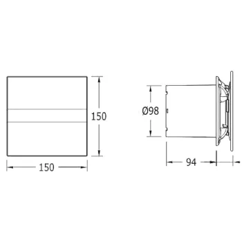 Ventilators Sapho Cata E  Aksiālais E-100 GBTH, ar automātisko vadību, melns 00900602