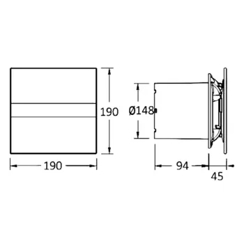 Ventilators Sapho Cata E  aksiālais  ar automātisko vadību E-150 GTH, 21W, 150 mm, balts 00902200