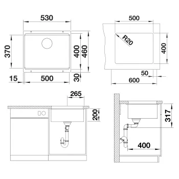 Virtuves Izlietne BLANCO ETAGON 500-U SILG PDUR White M.ZUB InFino O.AF SILGRANIT™, PuraDur™, Balta 522231