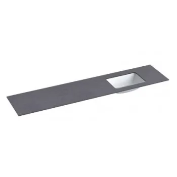 Darba virsma ar izlietni Kame Universal HPL 200cm Labā ar Easy Clean sifonu Black moon