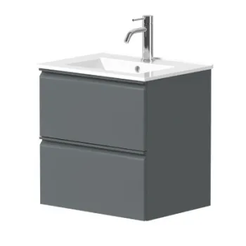 Vannas istabas skapītis Kame Match 50cm 2 atvilknes, bez izlietnes, Matt grey BU/5-2DR/D05-MT