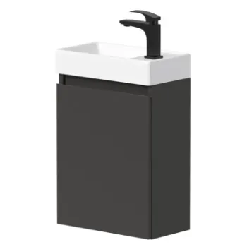 Vannas istabas skapītis Kame Mini 40cm Labais, bez izlietnes, Graphite BU/40x22-R/D27-MN