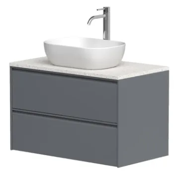 Vannas istabas skapītis Kame Moon 100cm 2 atvilknes, Zem virsmas, Bez izlietnes, Matt grey BUC/10-3DR/D05-MO