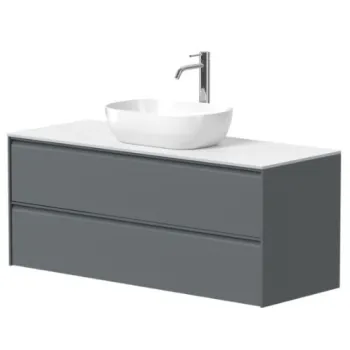 Vannas istabas skapītis Kame Moon 120cm 2 atvilknes, Zem virsmas, Bez izlietnes, Matt grey BUC/12-3DR/D05-MO