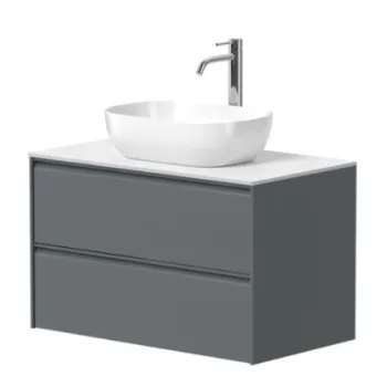 Vannas istabas skapītis Kame Moon 80cm 2 atvilknes, Zem virsmas, Bez izlietnes, Matt grey BUC/8-3DR/D05-MO
