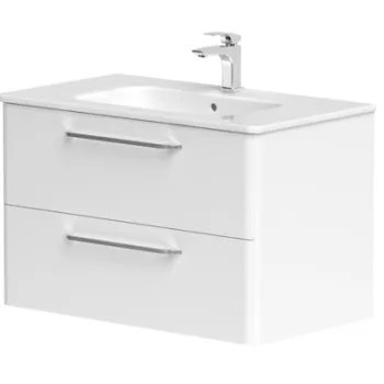 Vannas istabas skapītis Kame Soft 80cm 2 atvilknes, bez izlietnes, Balts BU/8-3DR/D01-SFT