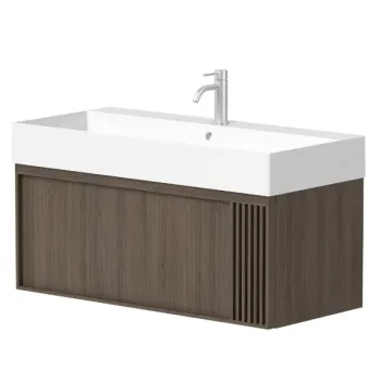 Vannas istabas skapītis Kame Sole 100cm 2 atvilknes, Zem virsmas, Bez izlietnes, Smoked oak BUC/10-3DR/N08-GR-SOL