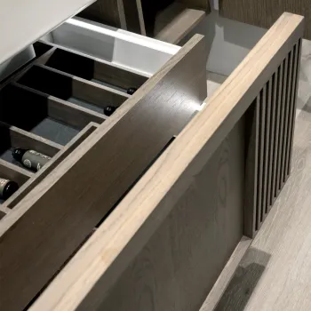 Vannas istabas skapītis Kame Sole 80cm 2 atvilknes, Zem virsmas, Bez izlietnes, Smoked oak veneer BUC/8-3DR/N08-GR-SOL