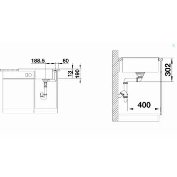 Virtuves izlietne Blanco Axia III 45 Silgranīta, 78x51 cm, ar aksesuāriem, InFino, melna 525841