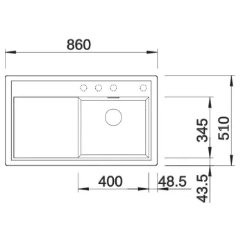 Virtuves izlietne Blanco Zenar 45 Silgranita, 86x51 cm, ar notekas vadību, antracīts 523781