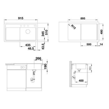 Virtuves izlietne Blanco Zenar 5 Silgranīta, 92x51 cm, InFino, antracīts 523934