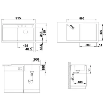 Virtuves izlietne Blanco Zenar 5 Silgranīta, 92x51 cm, InFino, pelēks akmens 523935