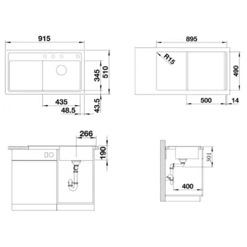 Virtuves izlietne Blanco  Zenar 5 Silgranīta, 92x51 cm, InFino, tartufo 523941