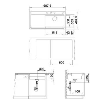 Virtuves izlietne Blanco Zenar XL 6 Silgranīta, 987,5x497,1 cm, InFino, pelēks akmens 523903