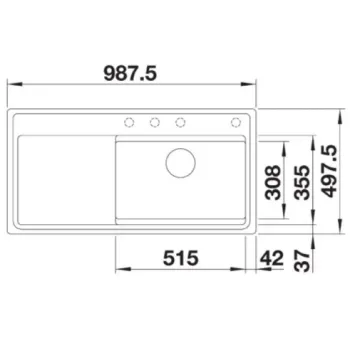 Virtuves izlietne Blanco Zenar XL 6 Silgranīta, 99x50 cm, ar notekas vadību, melna 526065