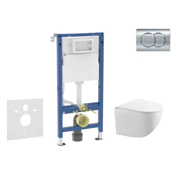 Tualetes poda komplekts Geberit Duofix pods Kielle Gaia Rimless ar SoftClose vāku, Delta01 poga, Hromēta 11CA1130B