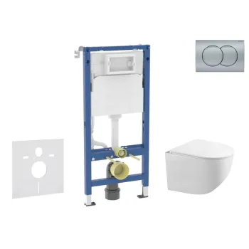 Tualetes poda komplekts Geberit Duofix pods Kielle Gaia Rimless vāks ar SoftClose, Delta01 poga, matēts hroms, 11CA1131B