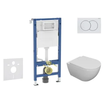 Tualetes poda komplekts Geberit Duofix ar Podu Kielle Oudee Rimless un SoftClose vāku, Delta01 poga, Balta 11CA3102B