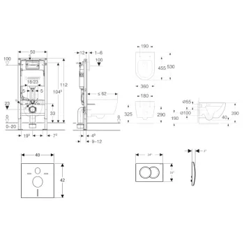 Tualetes poda komplekts Geberit Duofix ar Podu Kielle Oudee Rimless un SoftClose vāku, Delta01 poga, Balta 11CA3102B