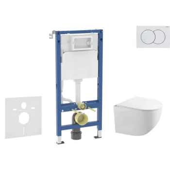 Tualetes poda komplekts Geberit Duofix ar Kielle Gaia Rimless podu ar SoftClose vāku, Delta01 poga, balta 11CA3120B