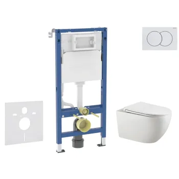 Tualetes poda komplekts Geberit Duofix ar Podu Kielle Gaia Rimless un softClose vāku, Delta01 poga, Balta 11CA3124B