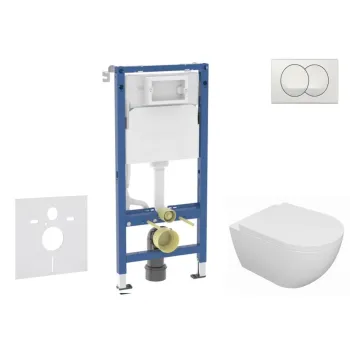 Tualetes poda komplekts Geberit Duofix ar podu Kielle Oudee Rimless Vortex un SoftClose vāks, Delta01 poga, matēts hroms 11CA1151B