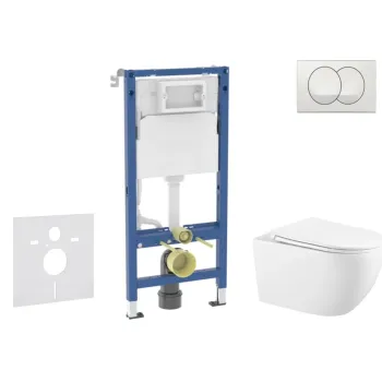 Tualetes poda komplekts Geberit Duofix ar podu Kielle Gaia Rimless un SoftClose vāku, Delta poga, Balta 11CA3143B