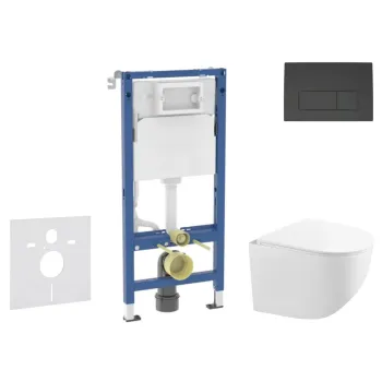 Tualetes poda komplekts Geberit Duofix ar podu Kielle Gaia Rimless ar Softclose vāku, Delta50 poga, Melna matēta 11CA5122B