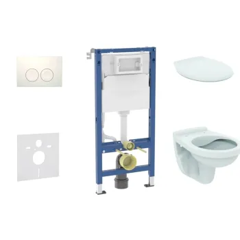 Tualetes poda komplekts Geberit Duofix ar podu Alpha Rimless un Vāku, Delta21 poga, Balta 11CD3140