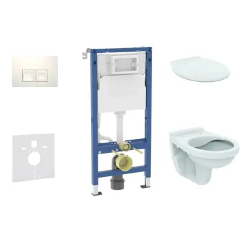 Tualetes poda komplekts Geberit Duofix ar podu Alpha Rimless un vāku, Delta35 poga, Balta 11CD3143