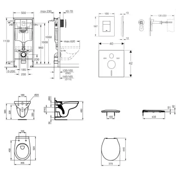 Tualetes poda komplekts Grohe Rapid SL Alpha pods Rimless ar SoftClose vāku, Skate Cosmopolitan poga, hroms 38528SET-KR
