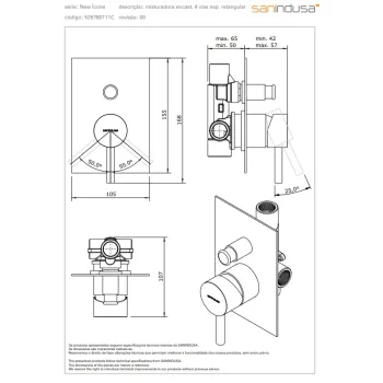 Dušas masītājs Sanindusa New Icone iebūvējams ar 2 izvadiem Hromēts 526780111C