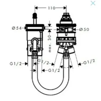 Montāžas iebūvējamā daļa Hansgrohe Basic vannas jaucējkrānam uz malas 13159180