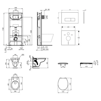 Tualetes poda komplekts Ideal Standard ProSys pods Alpha ar vāku, Oleas M2 poga, hroms ProSys120M SP33 Neražo